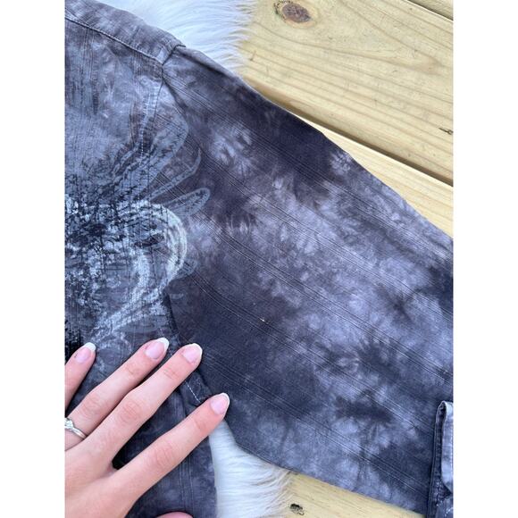 Vintage Y2K Black Winged Grunge Route 66 Button Shirt - Picture 6 of 7